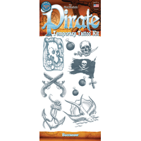 Tinsley Transfers Pirate Buccaneer Realistic Temporary Tattoos, Grey, 12-pk, Wearable Favours  for Halloween Front_Flat