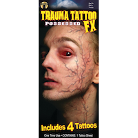 Tinsley Transfers Posessed Vein Temporary Tattoos, Grey, 4-pk, Wearable Favours  for Halloween Front_Flat