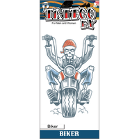 Tinsley Transfers Single Skeleton Bone Ride Biker Temporary Tattoo, Grey, Wearable Favours  for Halloween Front_Flat