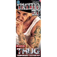 Tinsley Transfers Jailhouse Criminal Thug Temporary Tattoos, Grey, 12-pk, Wearable Favours  for Halloween Front_Flat