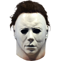 Halloween Michael Meyers Realistic Latex Mask with Hair, White/Brown, One Size, Wearable Costume Accessory for Halloween Front_Flat