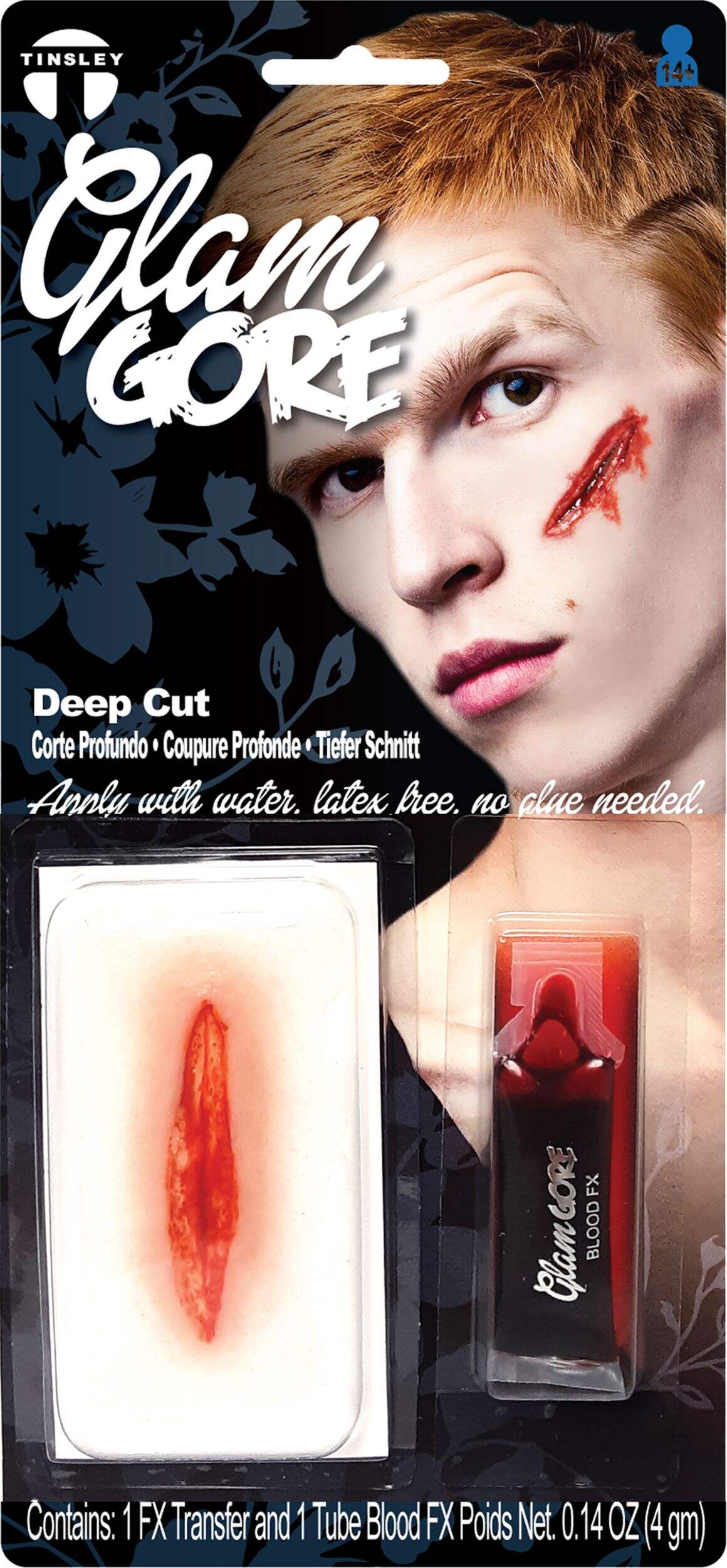 Tinsley Transfers Deep Cut Wound Temporary Tattoo & Fake Blood, Red, 2-pk, Wearable Favours  for Halloween Front_Flat