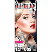 Tinsley Transfers Posh Flower Neck Temporary Tattoo, Grey, Wearable Favours  for Halloween Front_Flat