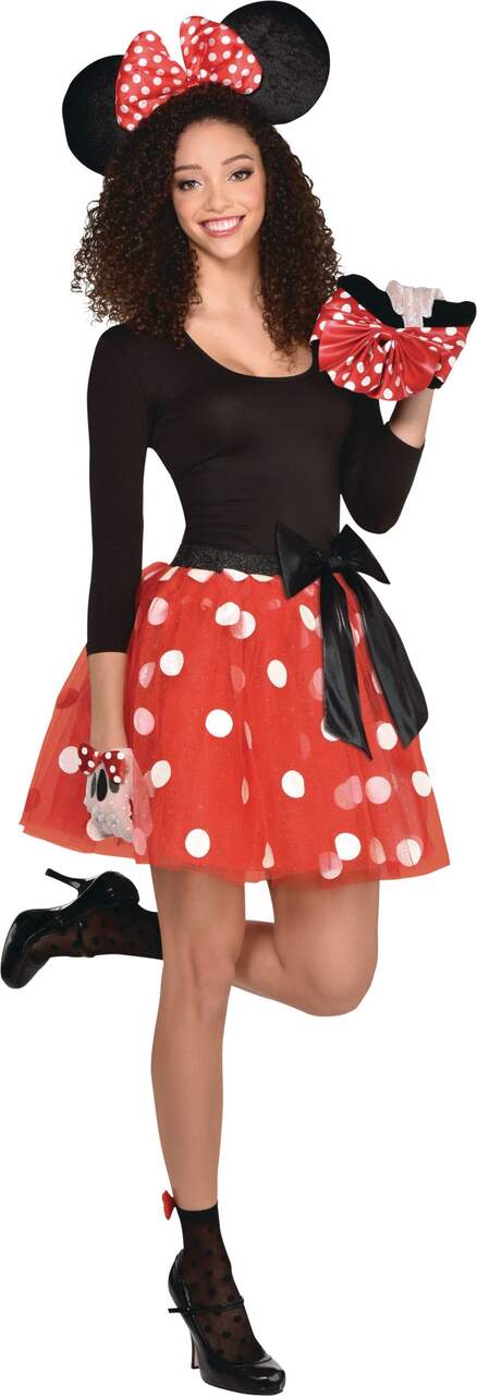 DreamJing Costume de Minnie Mouse pour femmes et filles adultes comprenant  une robe tutu à pois, des oreilles de souris, un anneau à cheveux et de