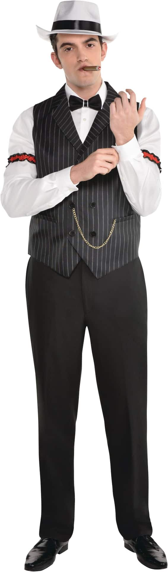 1920s Gangster Vest with Chain Black Pinstripe Assorted Sizes Wearable Costume Accessory for Halloween Party City