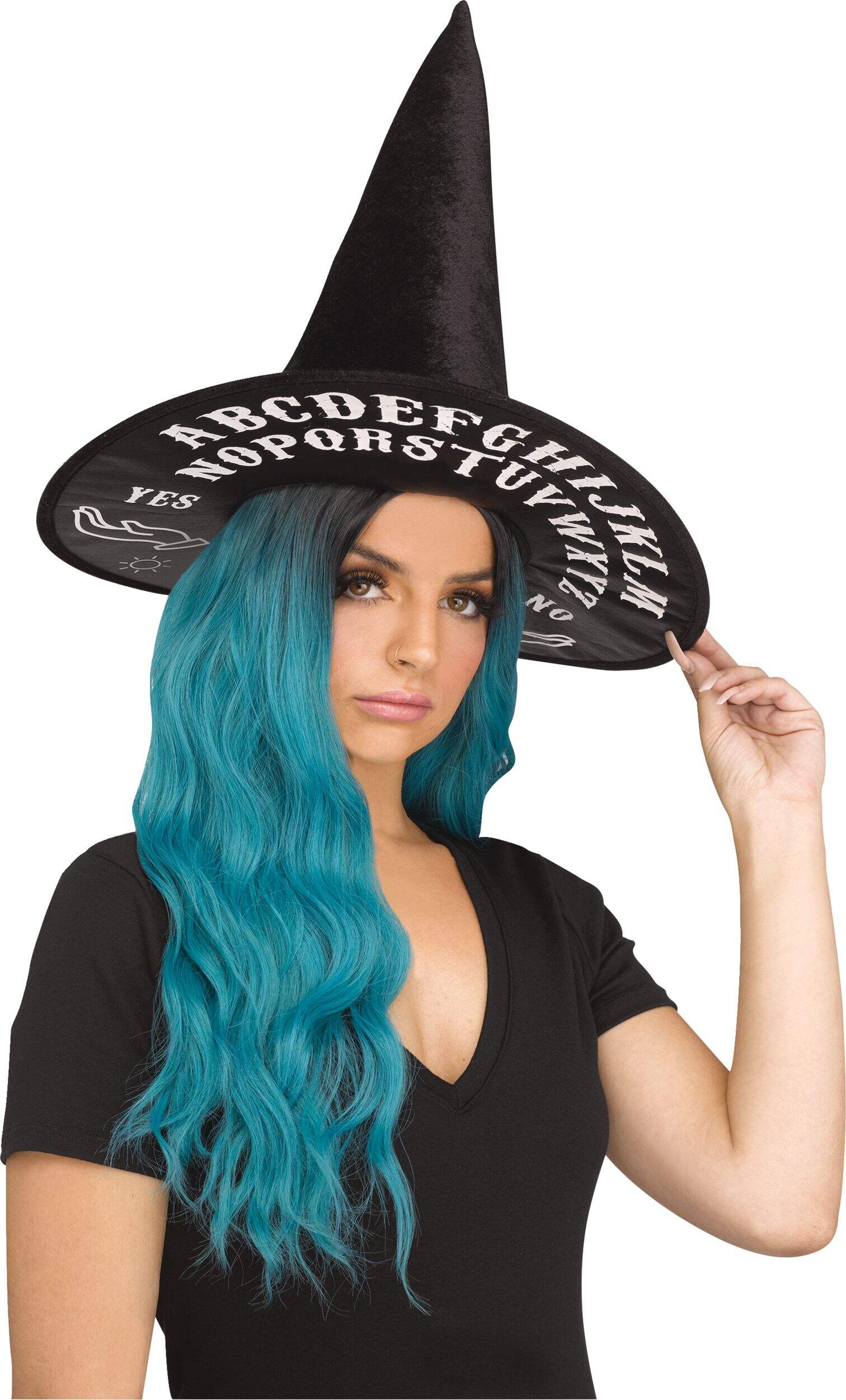 Witch Ouija Board Pointy Hat, Black, One Size, Wearable Costume