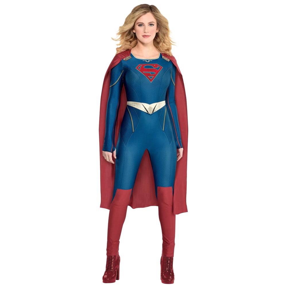 Women's DC SupermanSupergirl Blue/Red Jumpsuit with Cape Halloween ...