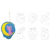 Cat/Ghost/Jack-O'-Lantern Shrinky Dinks Craft Kit, Clear, 2-in, 6-pk, for Halloween Front_Flat