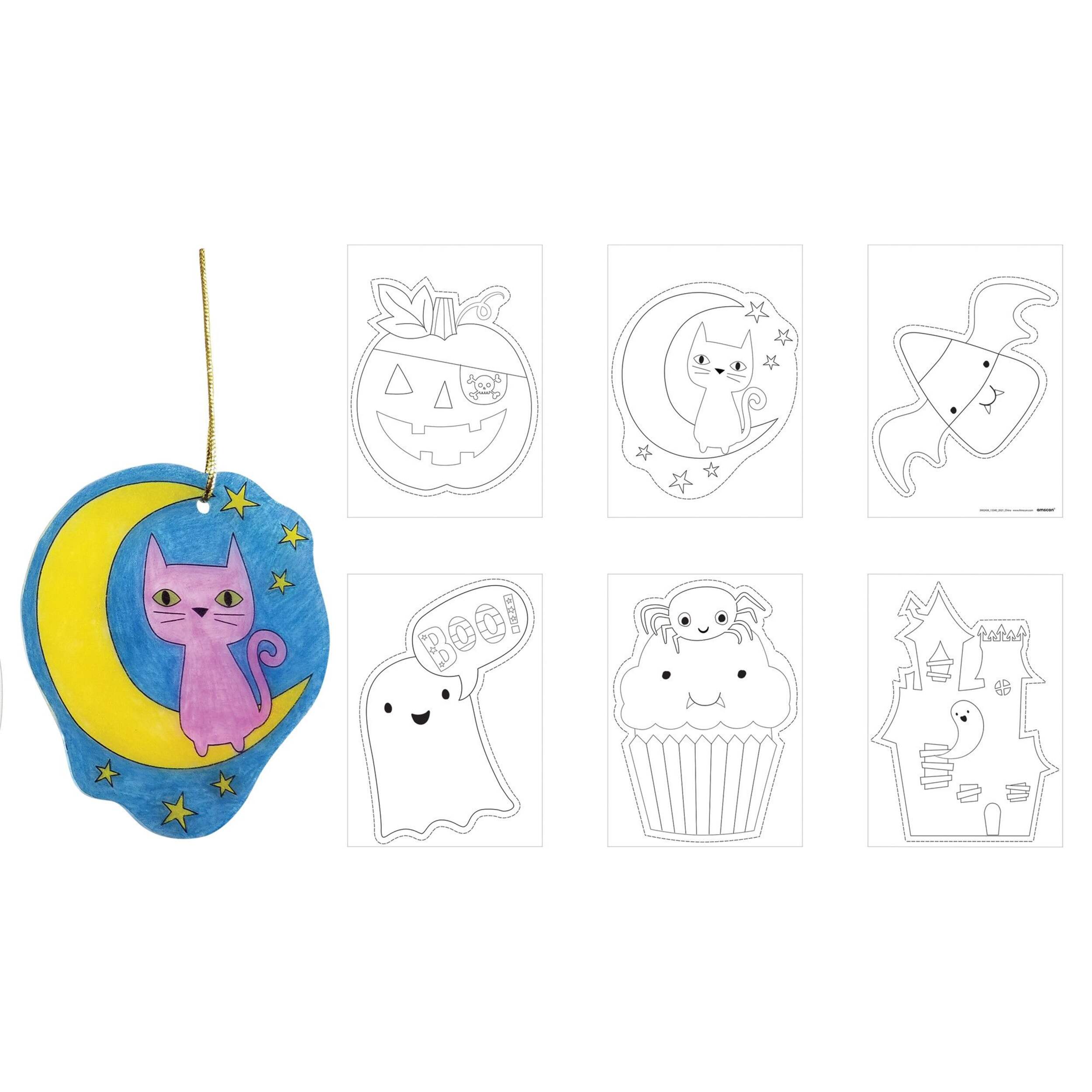 Cat/Ghost/Jack-O'-Lantern Shrinky Dinks Craft Kit, Clear, 2-in, 6-pk, for Halloween Front_Flat