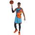 Men's Space Jam Tune Squad Blue/Orange Basketball Uniform Halloween Costume, One Size Front_Flat
