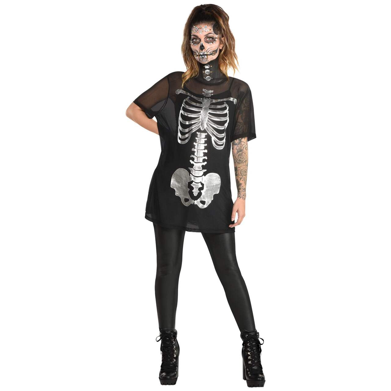 Kids Girls Halloween Skull Fishnet Tights Hosiery BLACK One Size