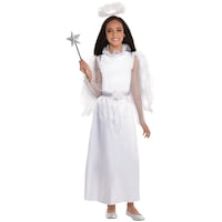 Kids' Heavenly Angel White Dress with Halo Headband Halloween Costume, Assorted Sizes Front_Flat