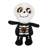 For Living Skeleton Squeeze N'Talk Plush Favour Toy with Batteries, Black/White, 6-in, Sound Activated for Halloween Front_Flat