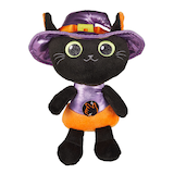 For Living Cat Squeeze N'Talk Plush Favour Toy with Batteries, Black/Purple, 6-in, for Halloween Front_Flat
