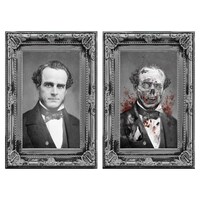 Portrait lenticulaire d'homme effrayant, noir/blanc, 17-1/4 po, décoration intérieure/extérieure pour l'Halloween Composite_or_Mixed