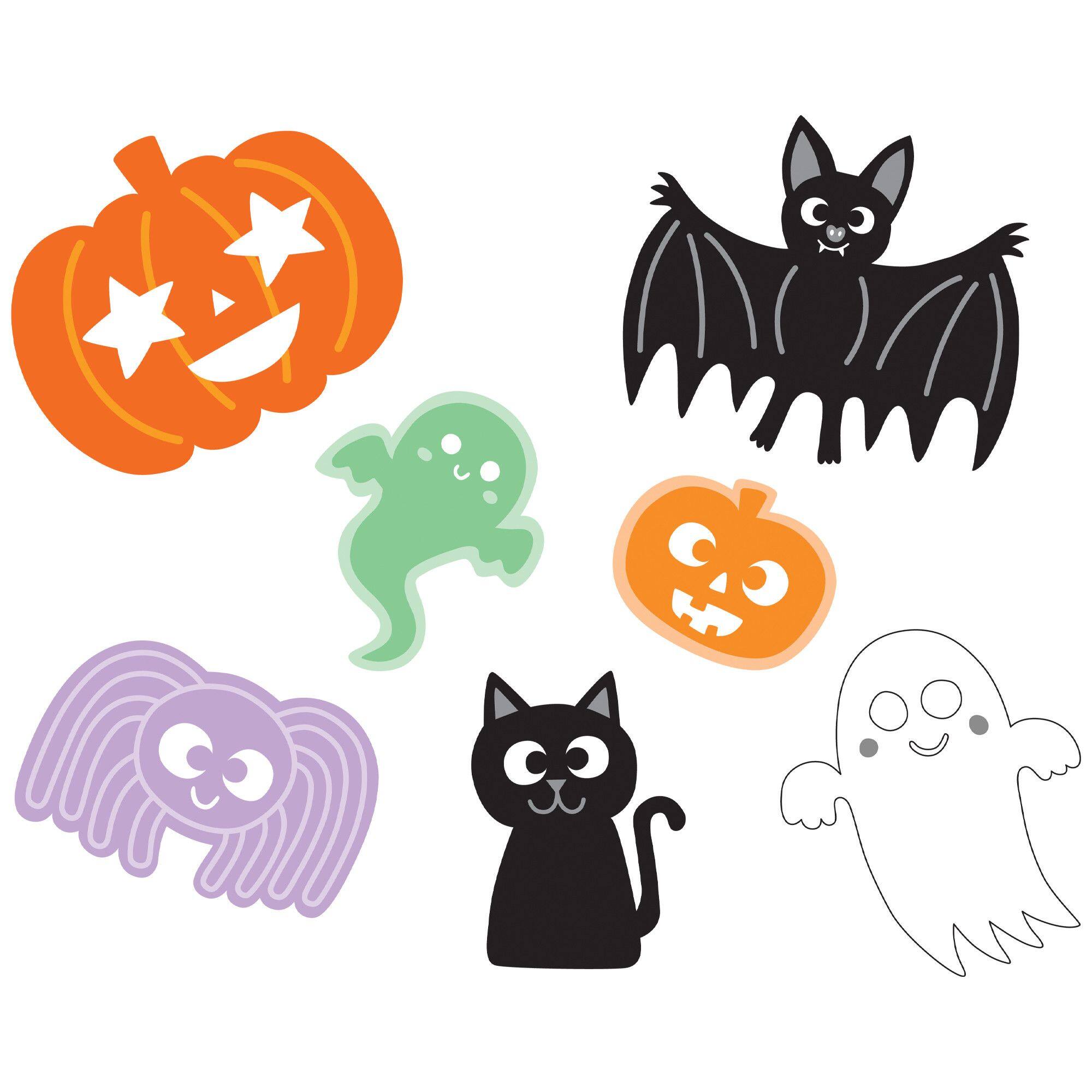 Spider/Jack-O'-Lantern/Ghost/Bat Assorted Wall Cling Decals, Multi ...