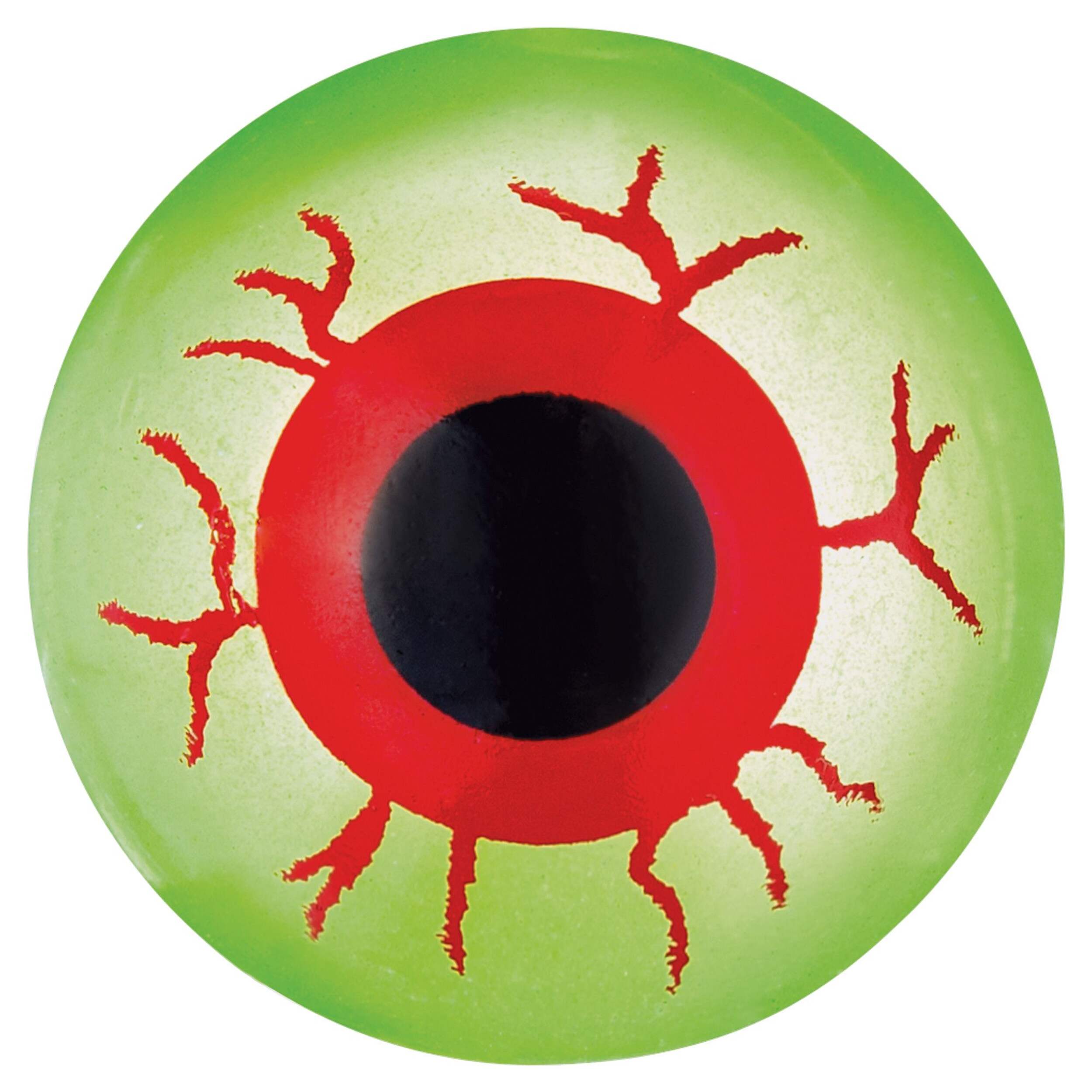 Glow-In-The-Dark Squishy Eyeball Toy Favours, Green/Red, 3-in, 6-pk, for Halloween Front_Flat