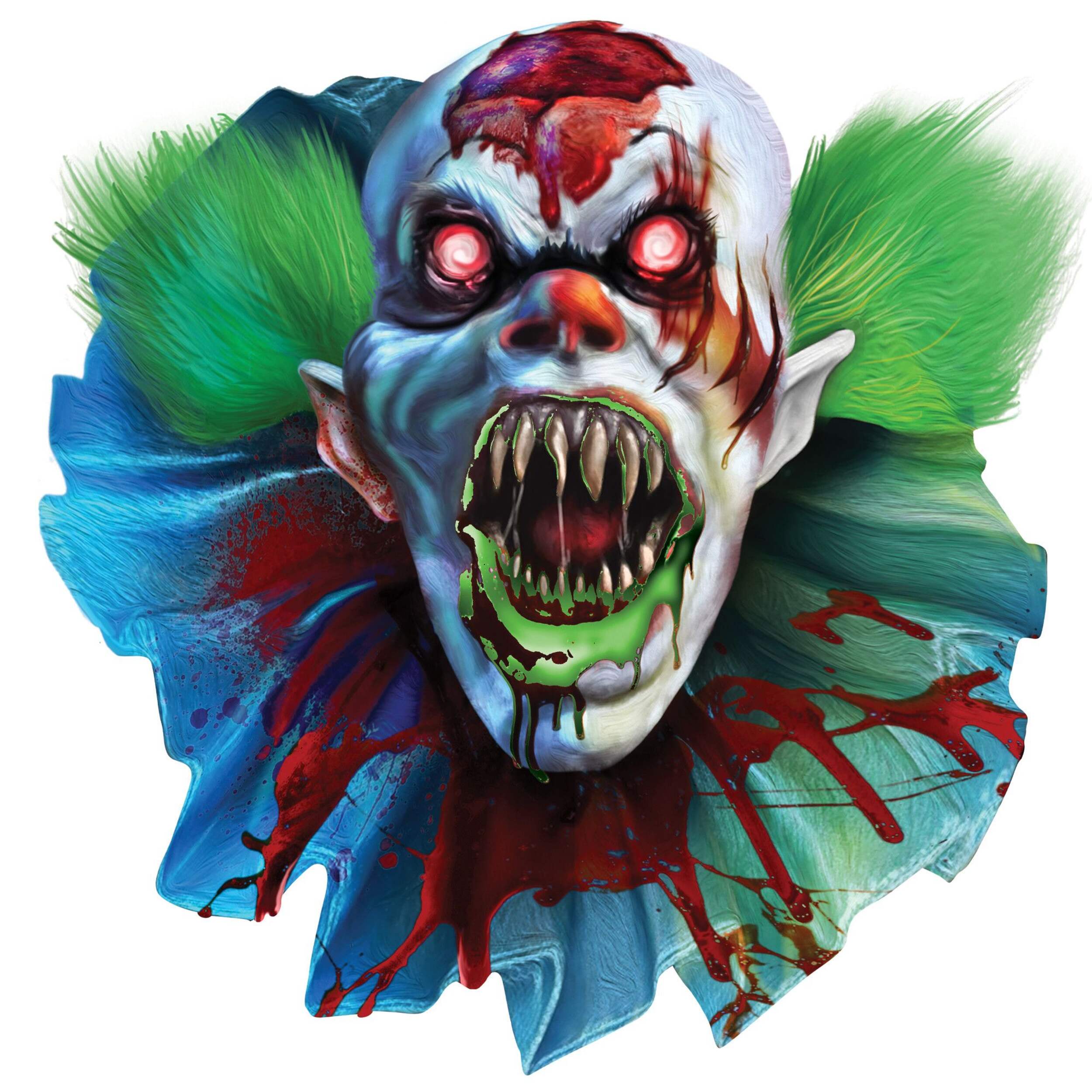 Creepy Carnival Clown Black-Light Cutout, Multi-Coloured, 15.5-in, Indoor Decoration for Halloween Front_Flat