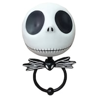 Heurtoir animatronique Jack Skellington, Disney L'Étrange Noël de monsieur Jack, noir/blanc, 5,7 po, décoration d'intérieur/d'extérieur activée par le son pour l'Halloween