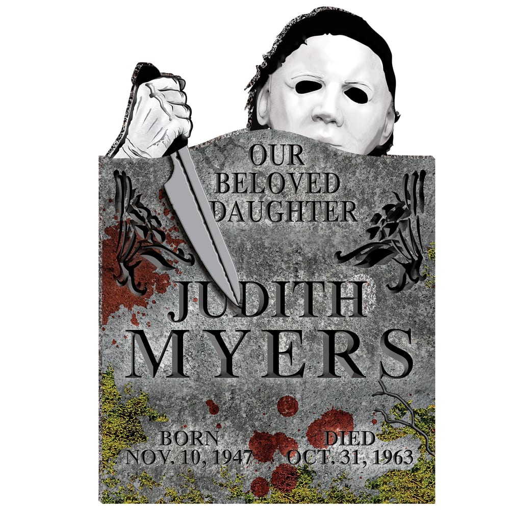 Halloween "Judith Myers" Michael Myers Graveyard Tombstone, Grey, 22in