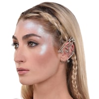 Faerie Metal Ear Cuffs, Silver, One Size, 2-pk, Wearable Costume Accessories for Halloween Front_Angled_Right