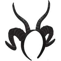 Demon Ram Horns Headband, Black, One Size, Wearable Costume Accessory for Halloween Front_Angled_Right