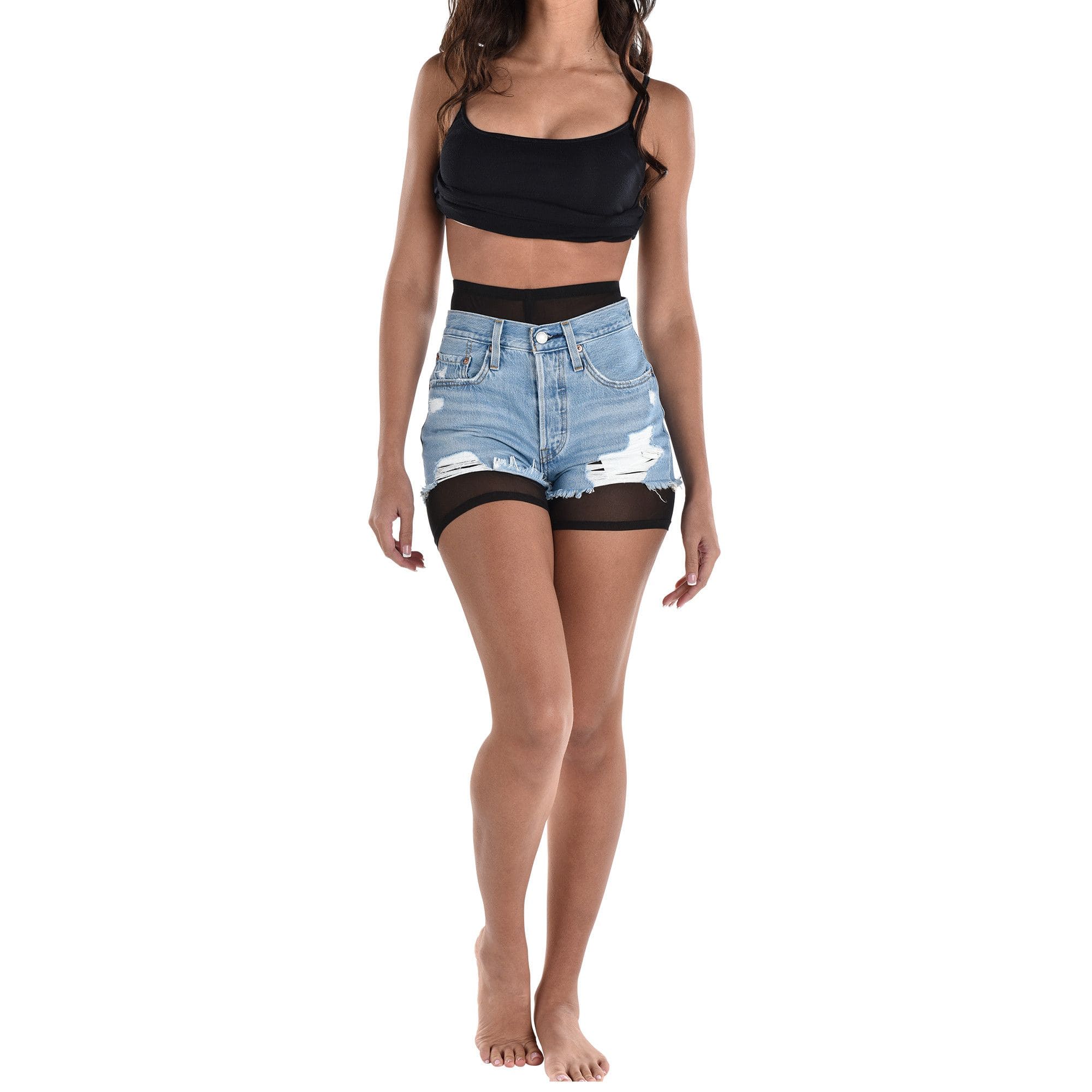 Black jean biker sales shorts