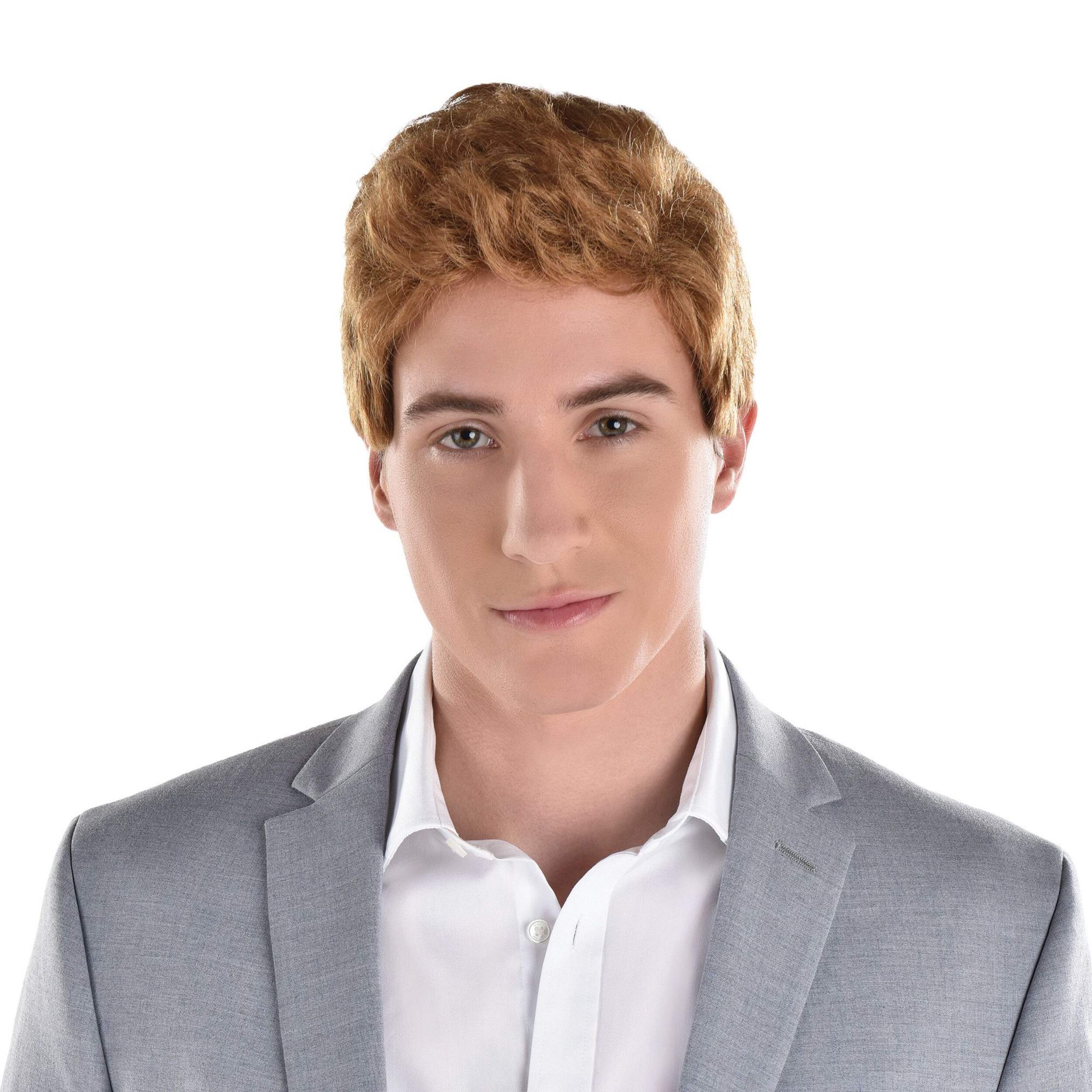 Perruque courte ondulée, orange, taille unique, accessoire de costume à porter pour l'Halloween Front_Flat