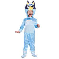 Toddler & Kids' Disney Bluey Bandit Heeler Blue Jumpsuit with Hood Halloween Costume, Assorted Sizes