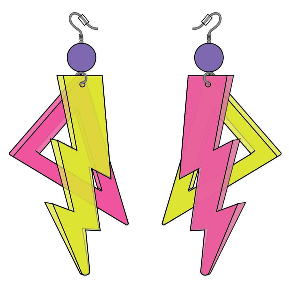 Pink neon cork lightning earrings  Trend Tonic