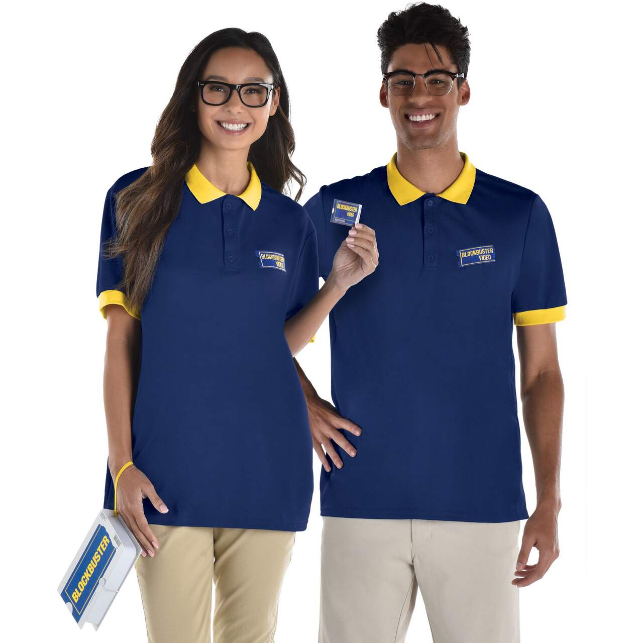 Blockbuster Uniform Kit with T-Shirt, Blue/Yellow, Assorted Sizes, Wearable  Costume Accessory for Halloween