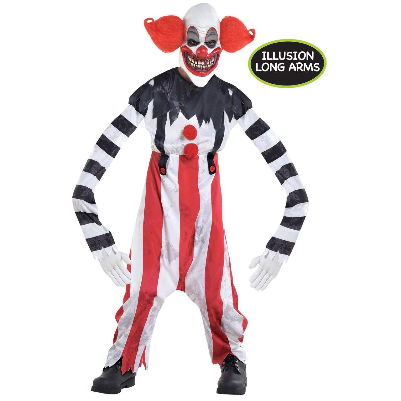 Scary Clown Costume Kids Red Black White