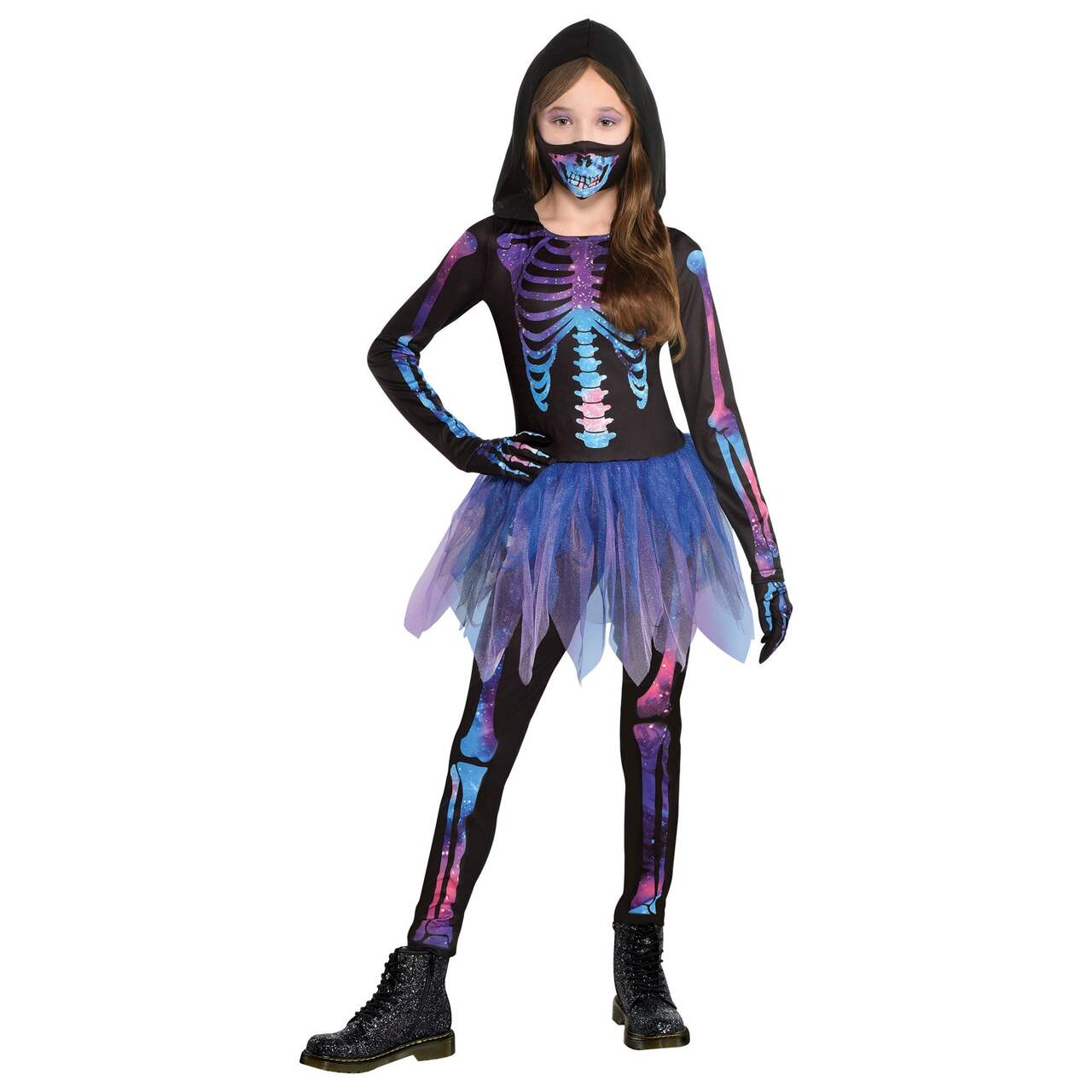 Kids' Skeleton Purple/Blue/Black Jumpsuit with Hood/Leggings