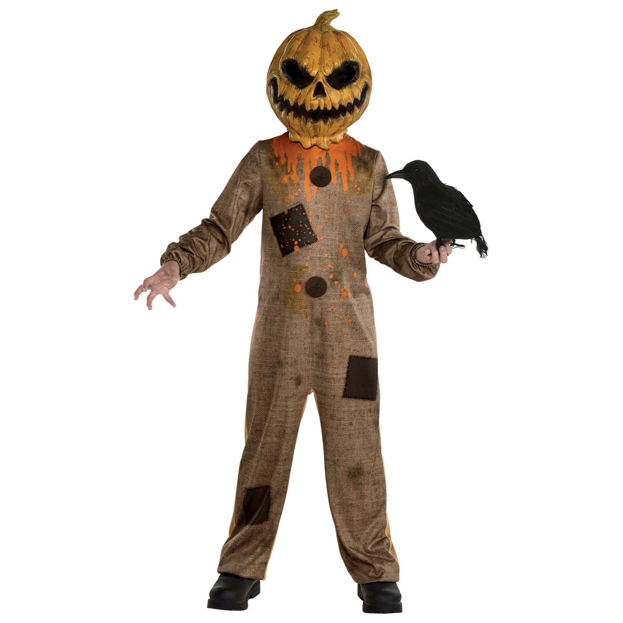 Kids' Rotten Pumpkin Scarecrow Orange/Brown Jumpsuit with Mask ...