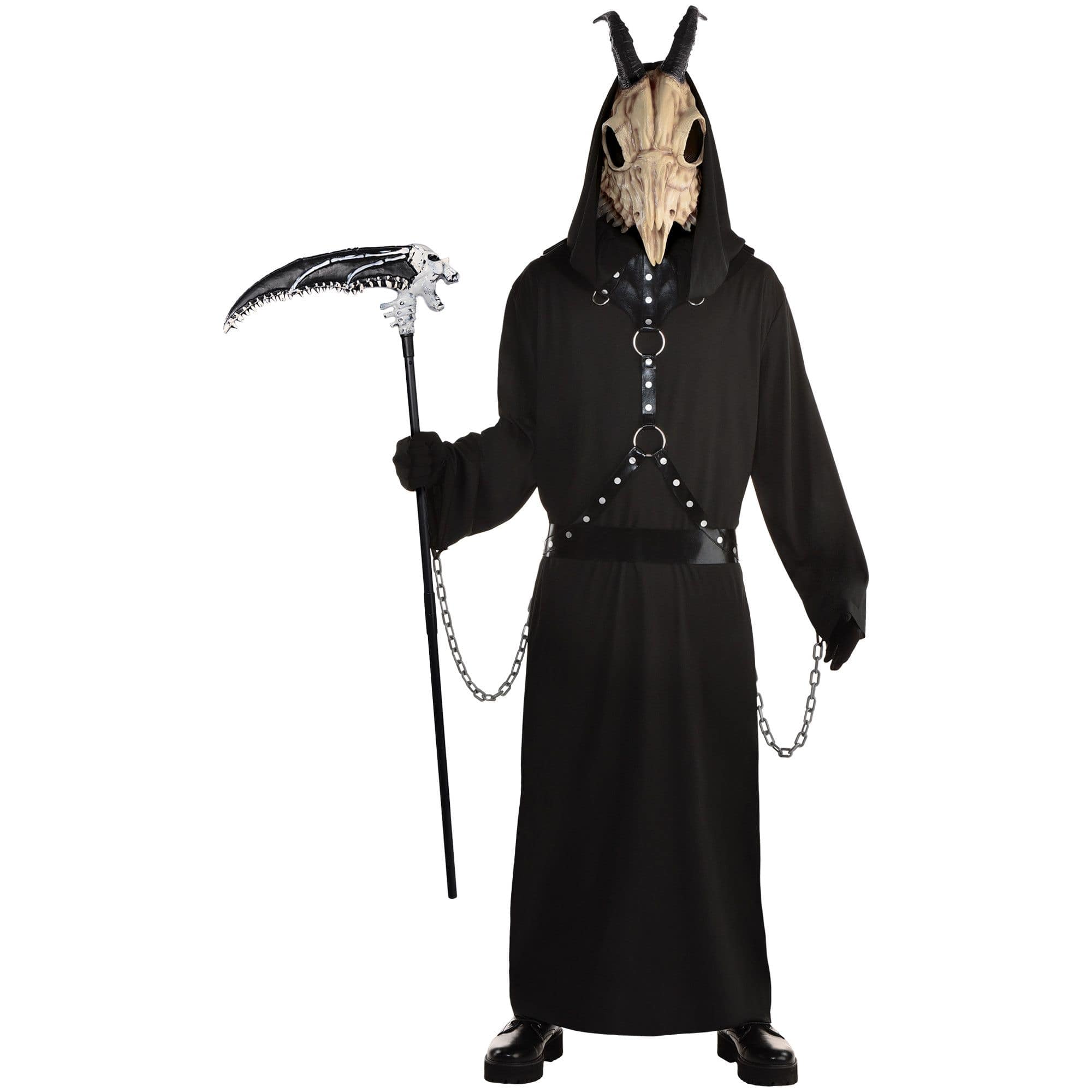 Men's Demonic Beast Black Robe with Mask Halloween Costume, Assorted ...