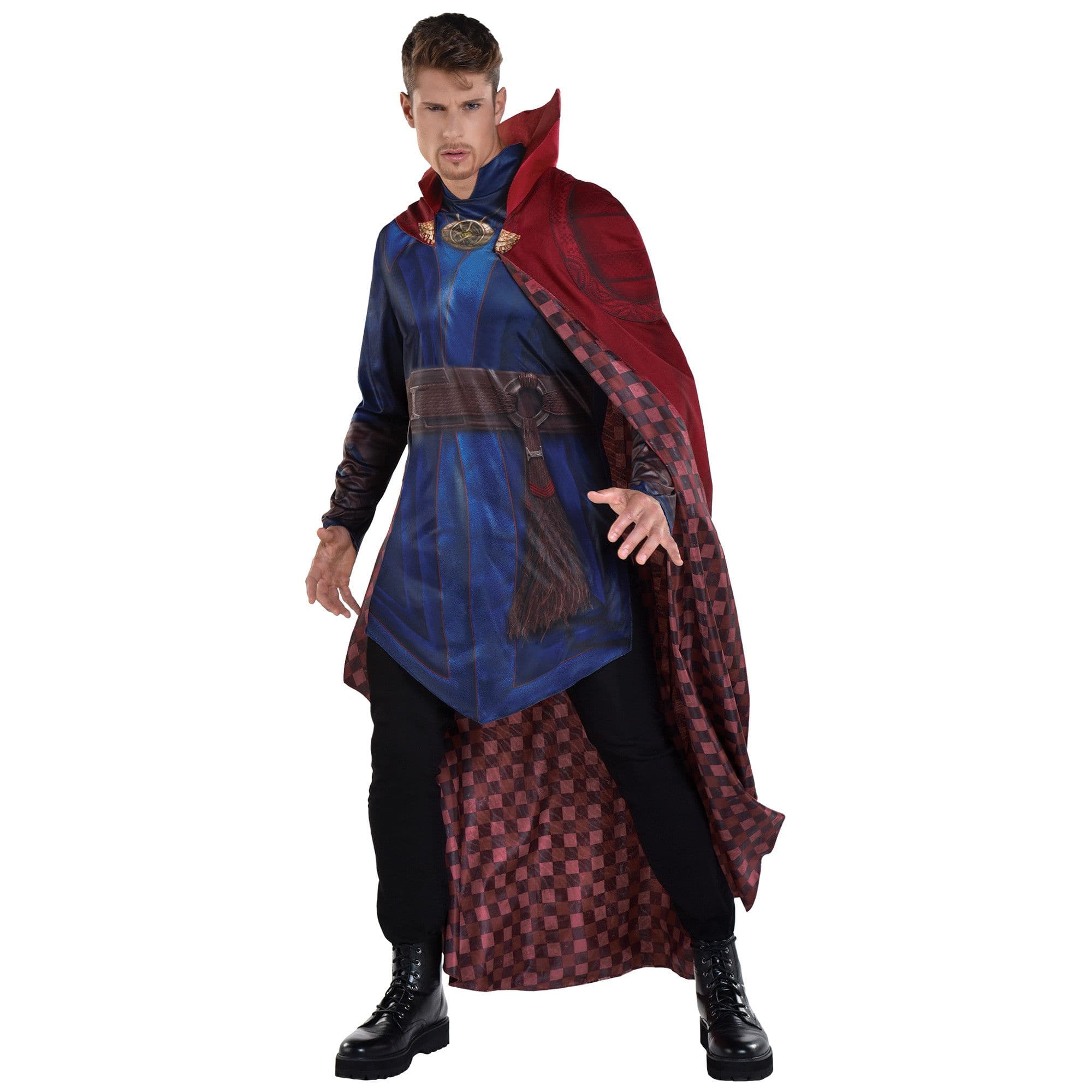 Men's Disney Marvel Doctor Strange Dr. Strange Blue/Red Outfit with Cape  Halloween Costume, Assorted Sizes