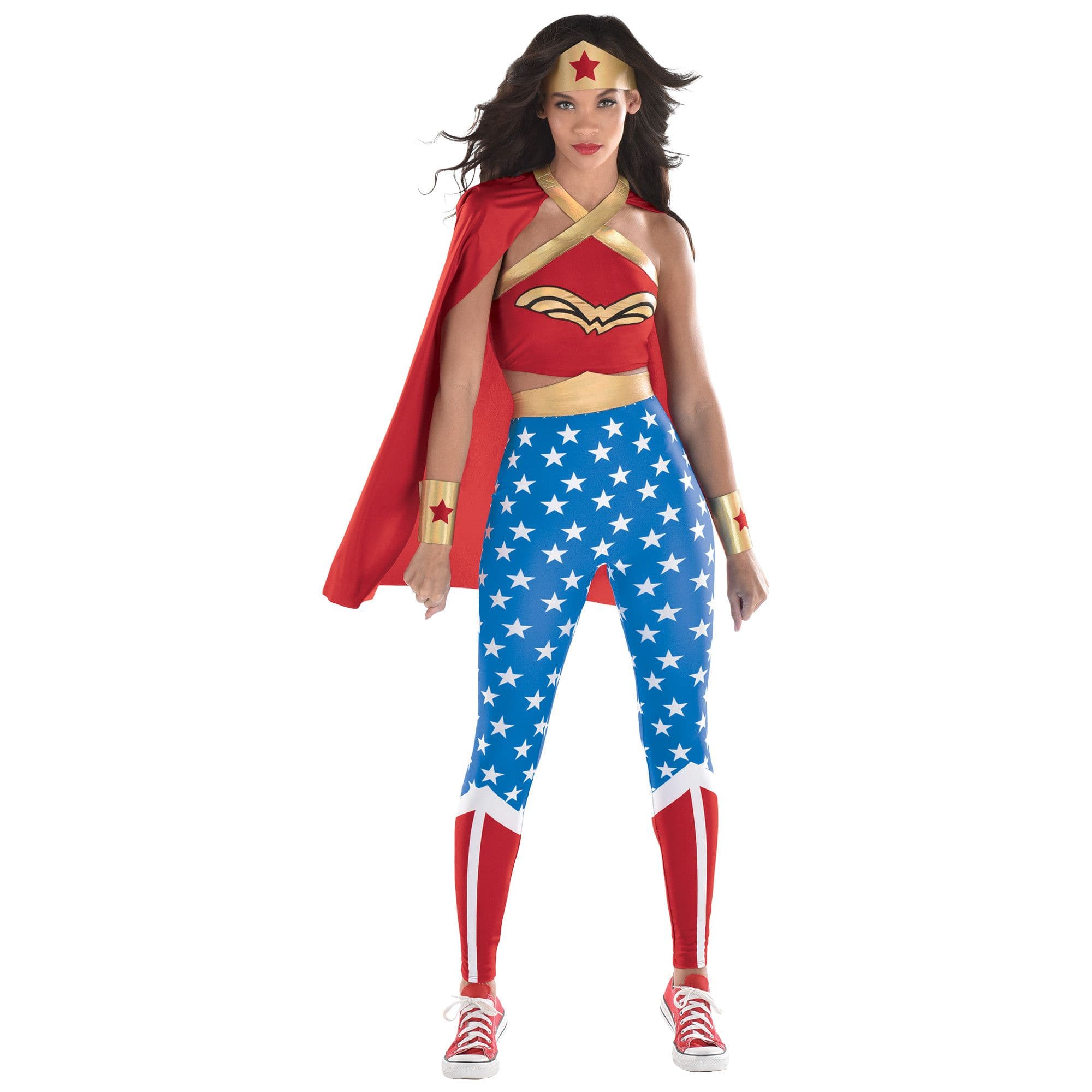 Women's DC Wonder Woman Diana Prince Red/Blue Jumpsuit with Cape ...