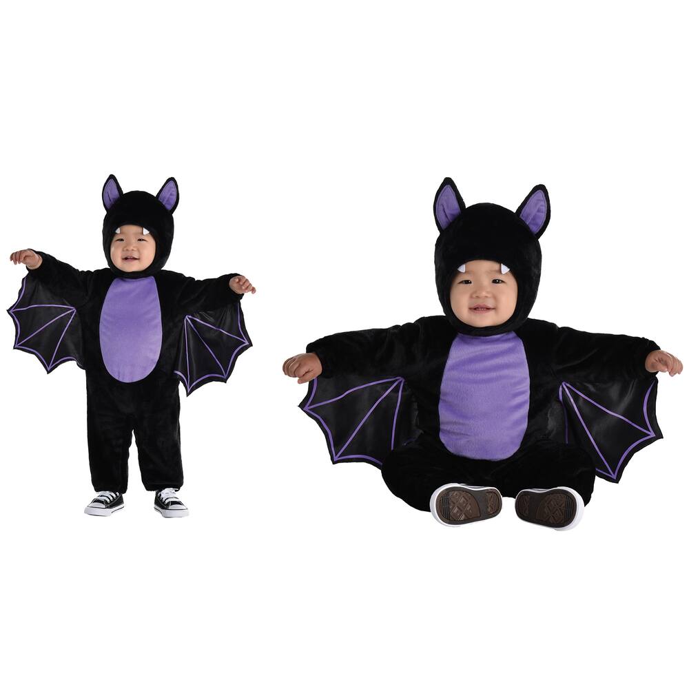 Infant Bat Black/Purple Jumpsuit with Hood & Wings Halloween Costume ...