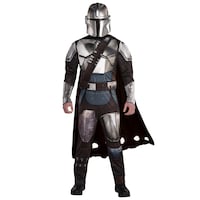 Costume Disney Star Wars Mandalorien, hommes, combinaison noire avec masque, tailles variées Front_Flat