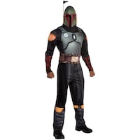 Costume Disney Star Wars Boba Fett, hommes, combinaison noire avec masque, tailles variées Front_Angled_Right