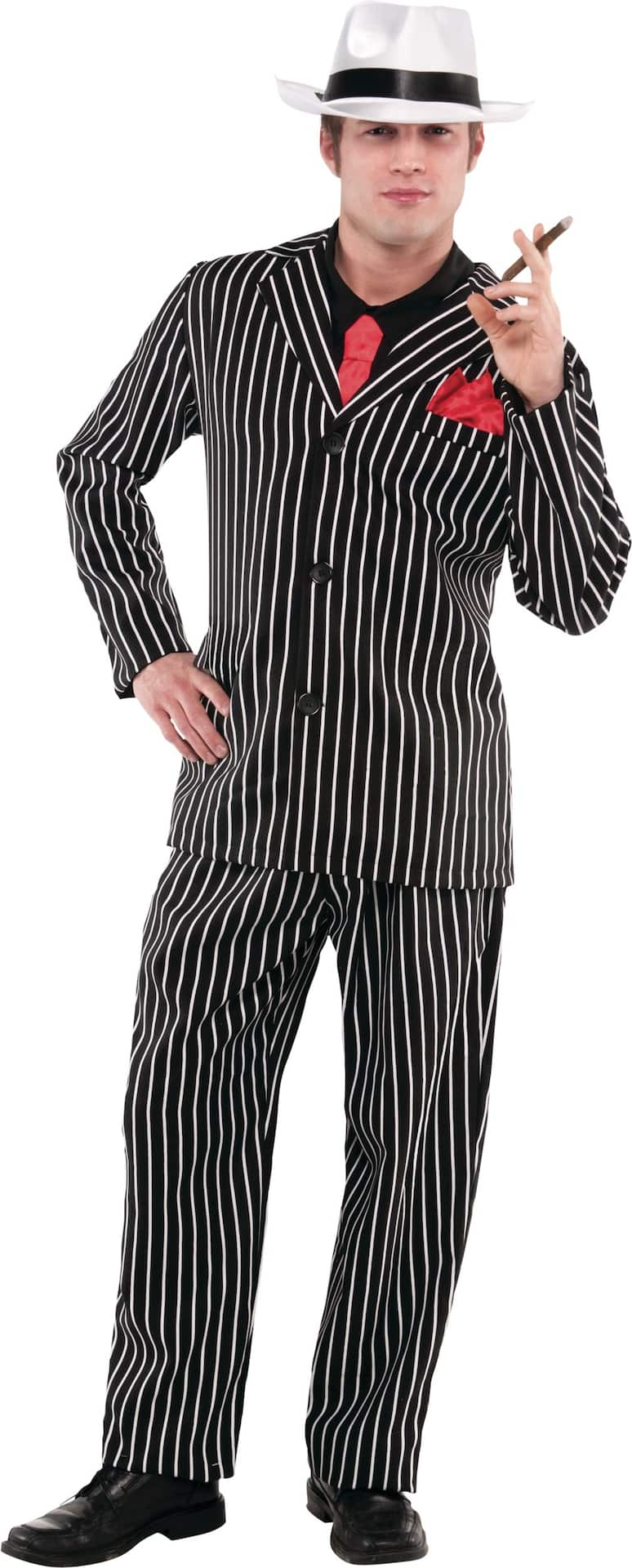 Men's Mob Boss Black/White Pinstriped Outfit with Jacket/Pant/Shirt ...