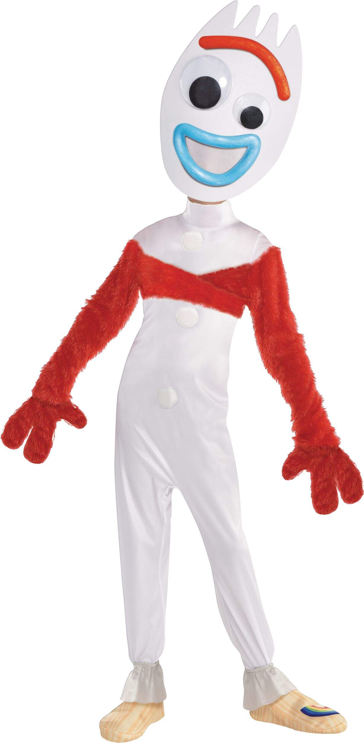Costume Disney Pixar Histoire de jouets Forky, enfants et tout-petits, combinaison blanche avec masque, choix de tailles Front_Flat
