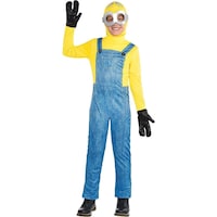 Amscan Despicable Me Minion Halloween Costume, Yellow/Blue Jumpsuit with Hood & Gloves, Toddler/Kids, Assorted Sizes Front_Flat