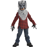 Kids' Werewolf Red Flannel Outfit with Shirt/Mask/Gloves Halloween Costume, Assorted Sizes Front_Flat