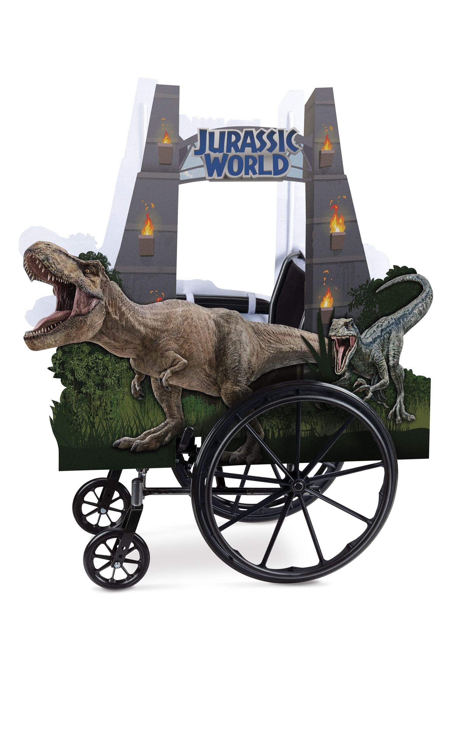 Kids' Jurassic World T-Rex Green  Wheelchair Cover Adaptive Halloween Costume, One Size Front_Flat