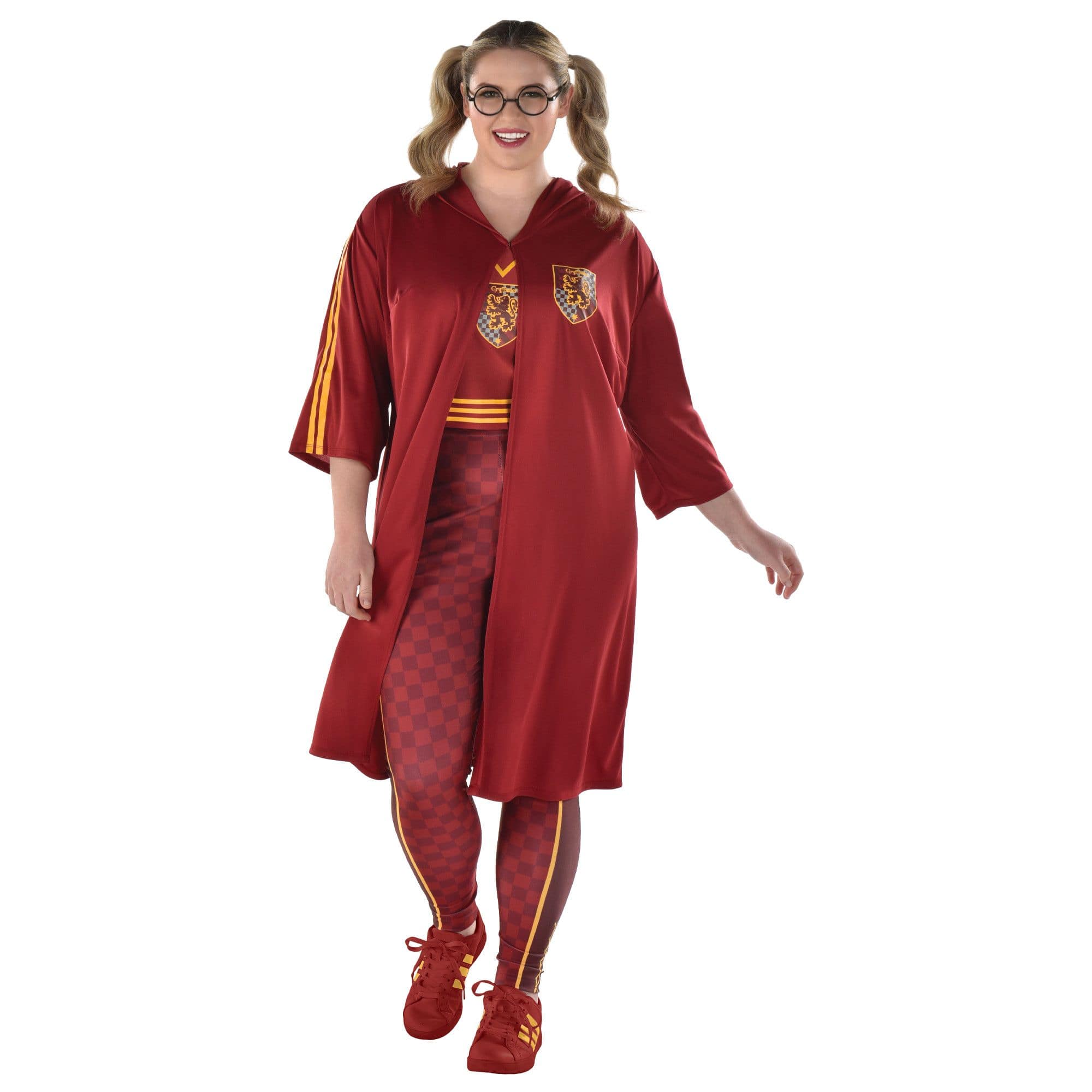 Adult Harry Potter Gryffindor Robe with Crest Hood Red Black One Size Wearable Costume Accessory for Halloween Party City