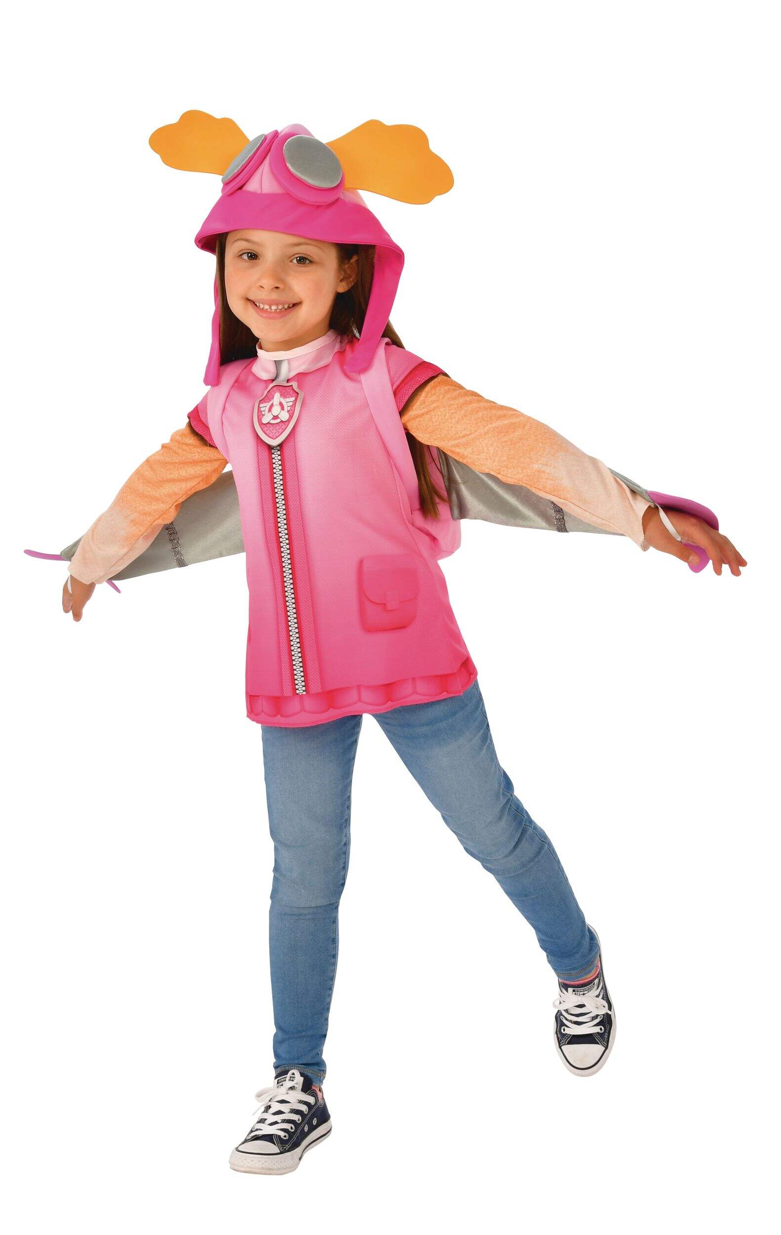 Kids' Nickelodeon PAW Patrol Skye Pink Outfit with Hat & Backpack Halloween Costume, Assorted Sizes Front_Angled_Left