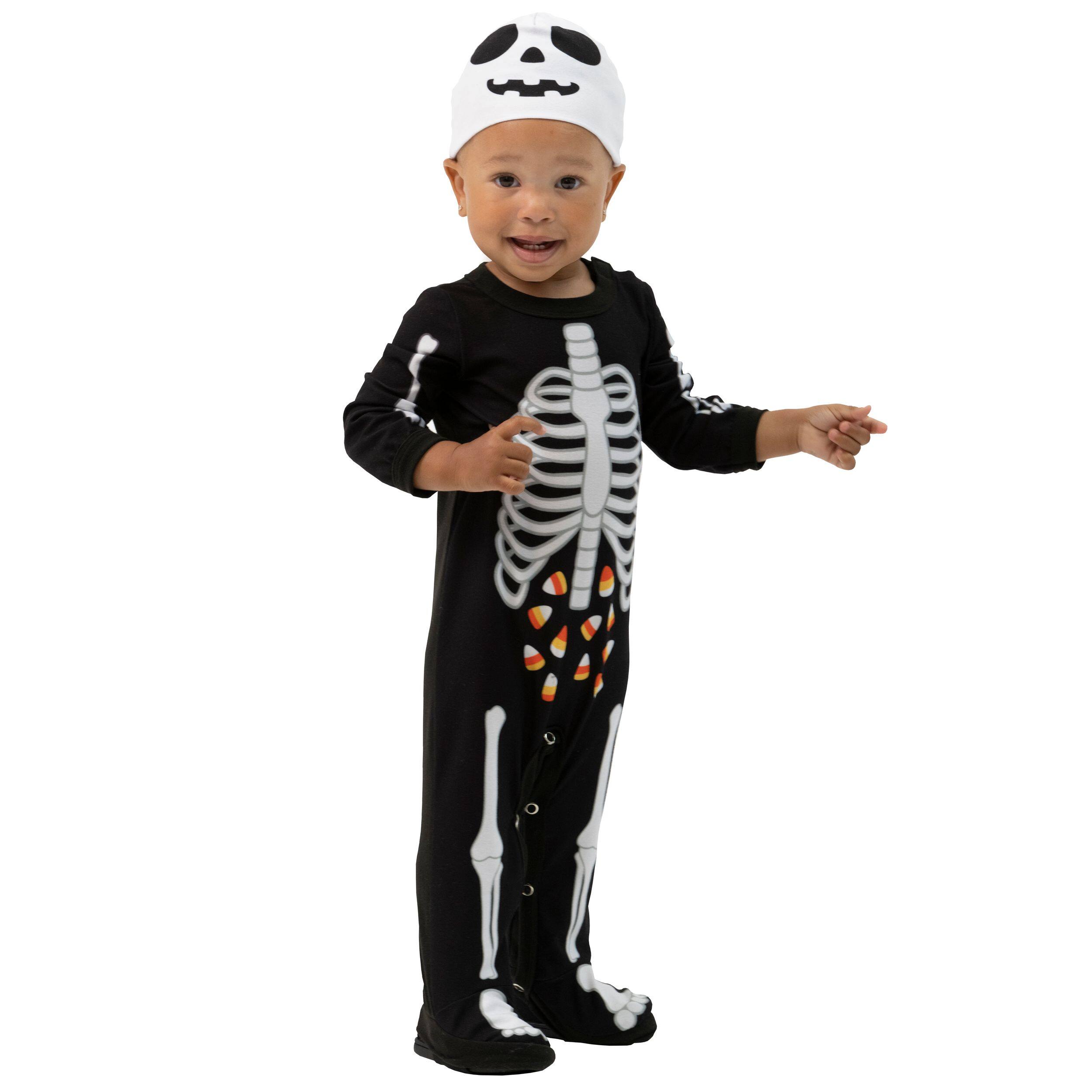 Infant X-Ray Skeleton Black/White Jumpsuit with Hat Halloween Costume ...