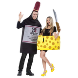 Costume d'Halloween pour couples noir et jaune vin et fromage pour adulte, standard Front_Flat