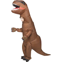 Kids' T-Rex Dinosaur Brown Inflatable Halloween Costume, Assorted Sizes Front_Angled_Left